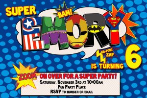 superhero birthday invitations s p i w