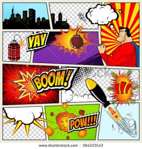 superhero invite template stock vector comics template vector retro comic book speech bubbles illustration mock up of comic book page