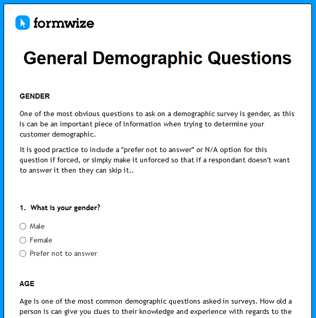 survey demographic questions