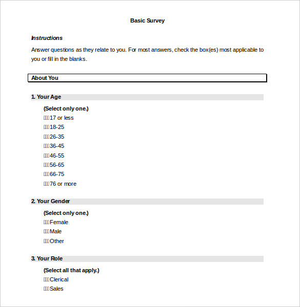 survey template word