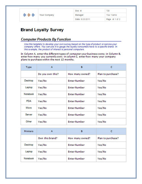 survey template word