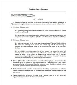 sworn statement template omnibus sworn statement template