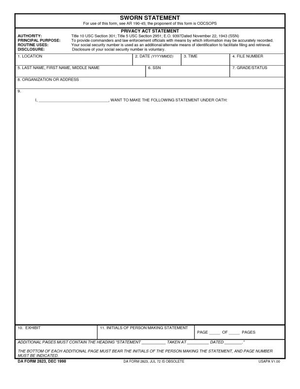 sworn statement template