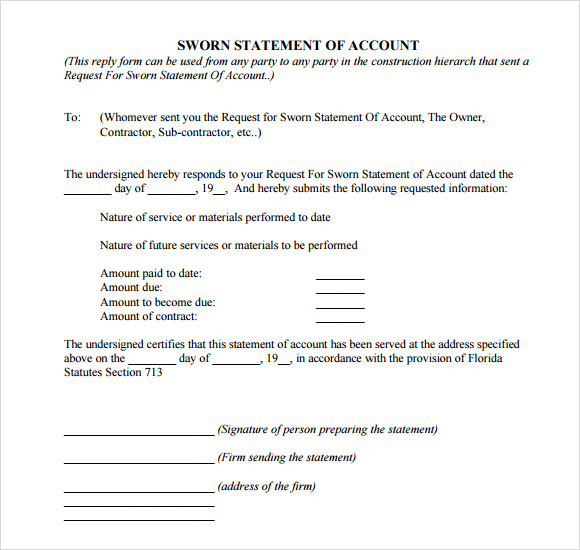 sworn statement template