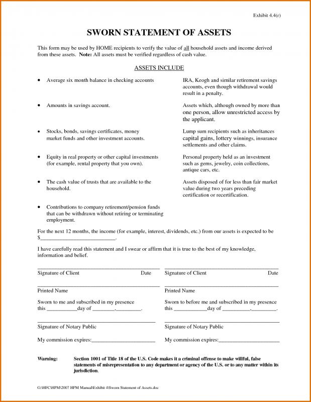 sworn statement template