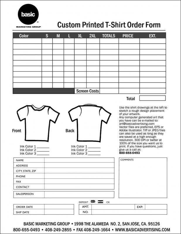 t shirt order form template