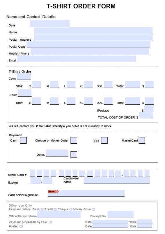  Shirt Order Form Template Word Free
