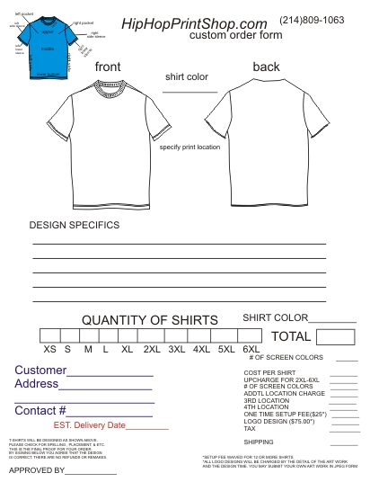 T Shirt Order Form Template | Template Business