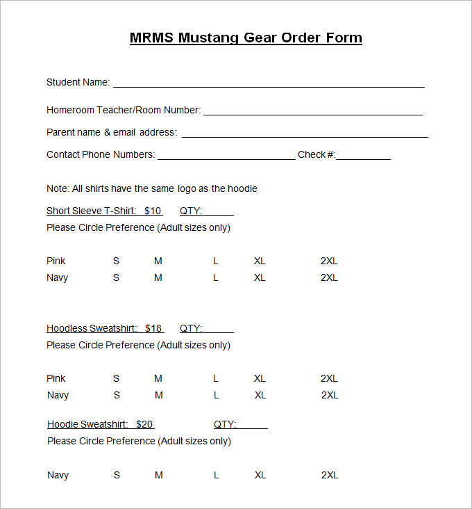 t-shirt order form template