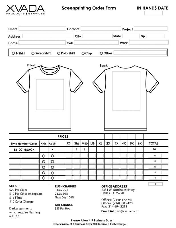 T Shirt Order Form Template Template Business