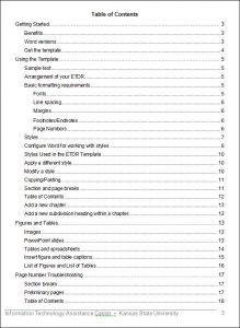 table of contents template table of contents template word 2007