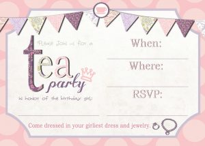 tea party invitation template cards