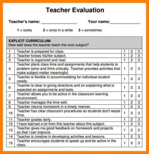 teacher evaluation form preschool teacher performance evaluation form