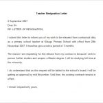 teacher resignation letter sample teacher resignation letter