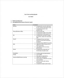 team meeting agenda template core team meeting agenda example