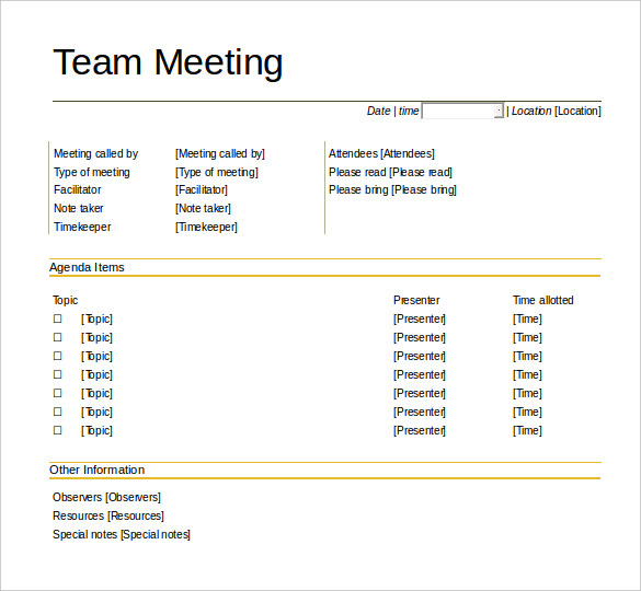 team meeting agenda template