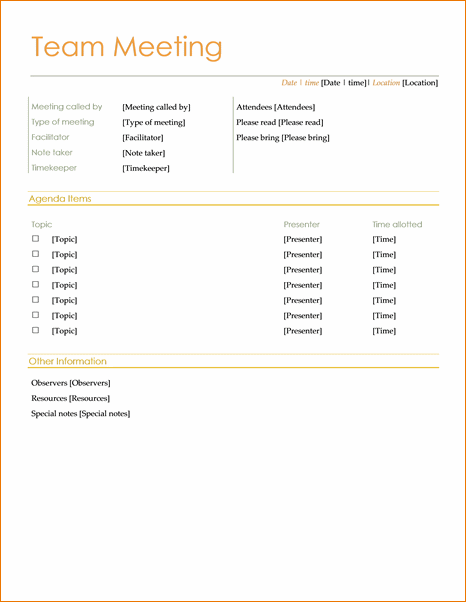 team meeting agenda template