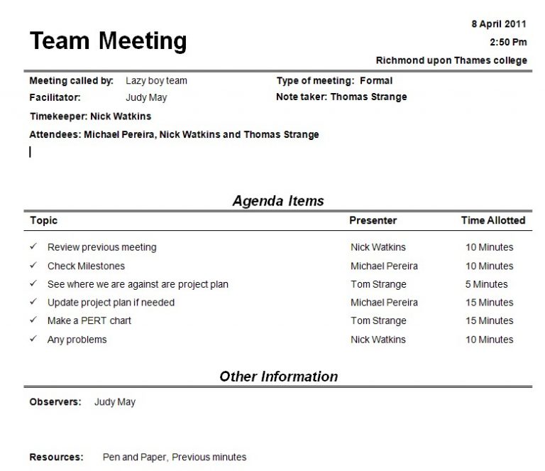 Team Meeting Agendas | Template Business