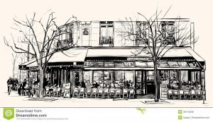 tech business cards old cafe paris vector illustration