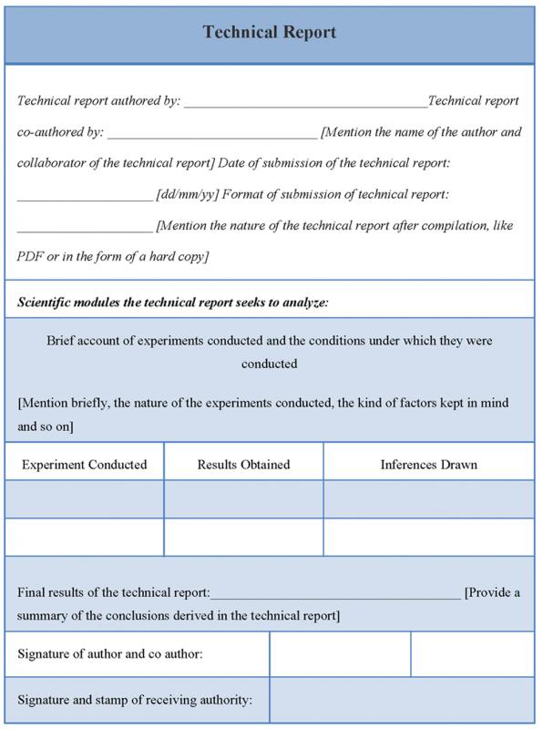 Technical Service Report Template