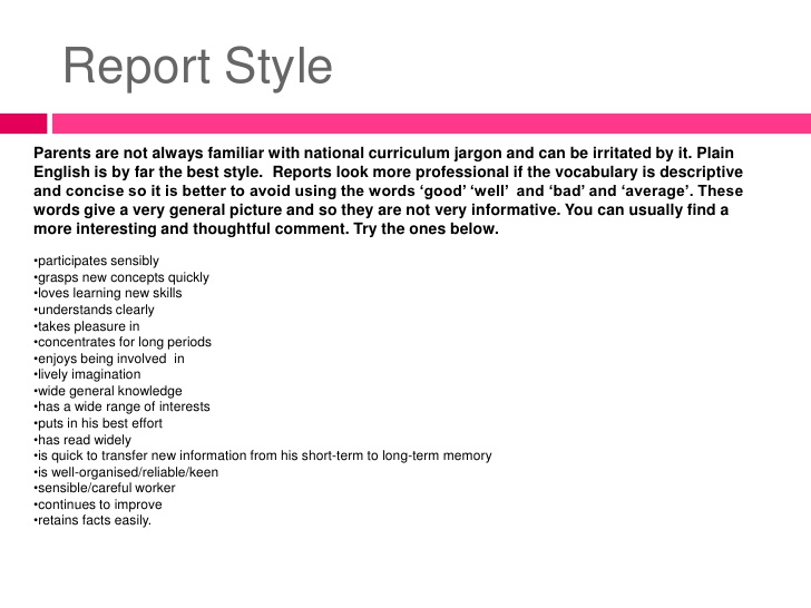 technical reporting format