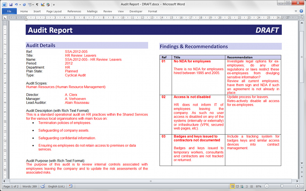 technical reports format