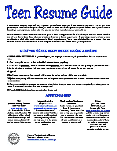 teen resume template