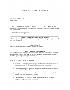 temporary custody agreement provisional custody by mandate louisiana