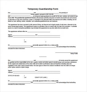 temporary custody agreement temporary guardianship form sample download