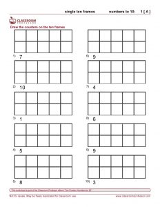 ten frame template worksheets ten frames