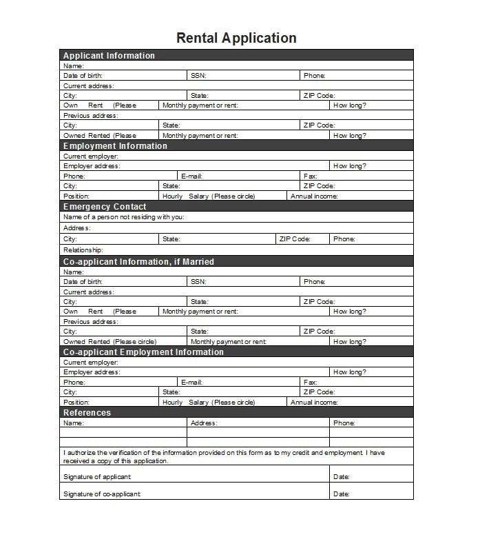 tenant application form