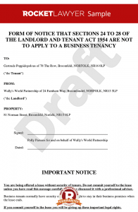 tenant eviction notice landlords notice to exclude security of tenure