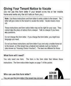 tenant notice to vacate landlord notice to vacate form