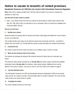 tenant notice to vacate sample notice to vacate to tenant