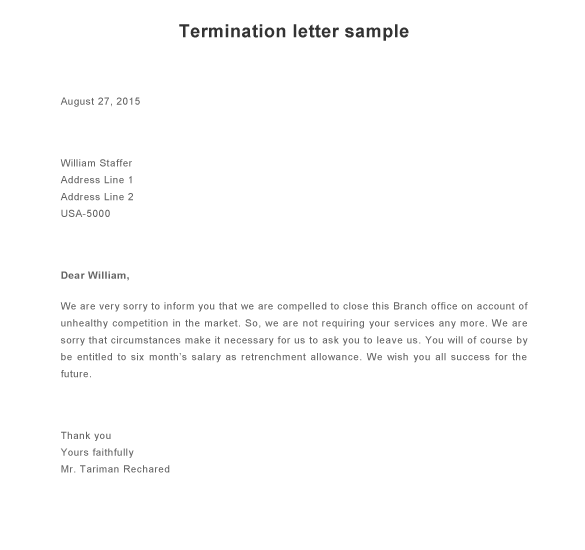 termination letter sample