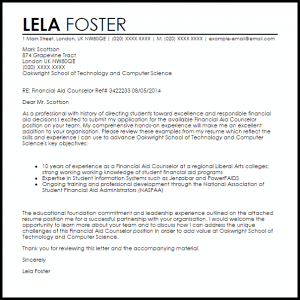 termination letter samples financial aid counselor