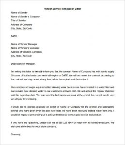 termination letter template termination of services letter to vendor word doc