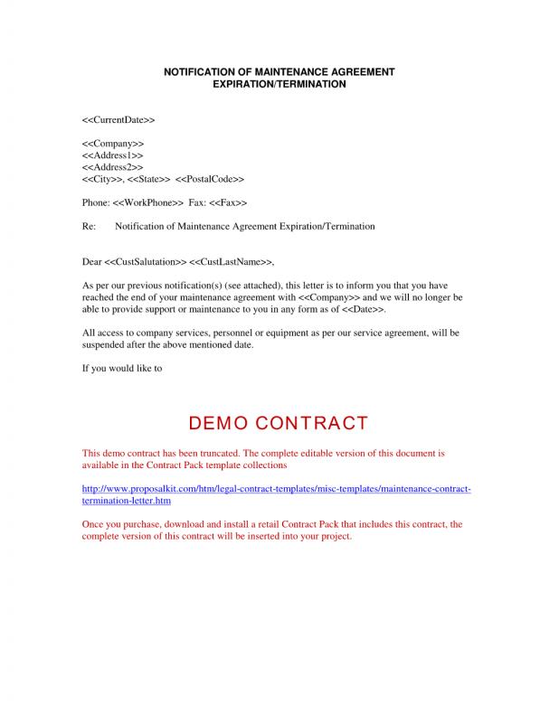 termination of contract letter