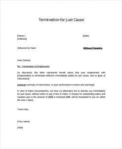 termination of employment letter formal employment termination letter