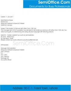 termination of employment letter job termination letter format