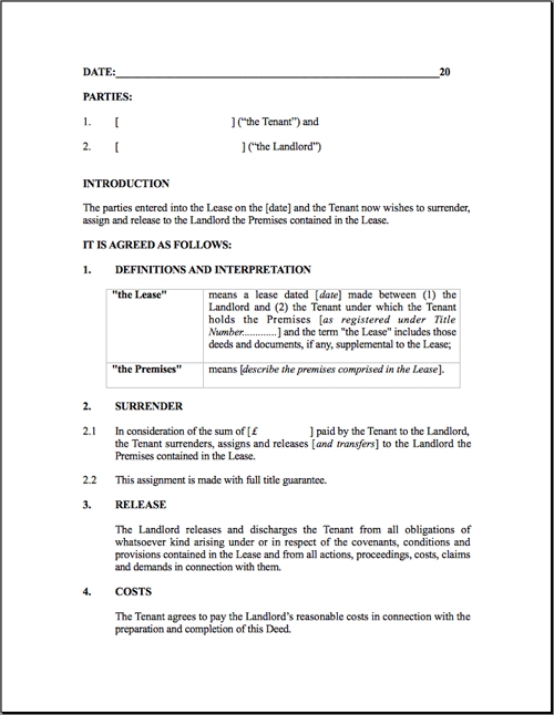 termination of lease agreement