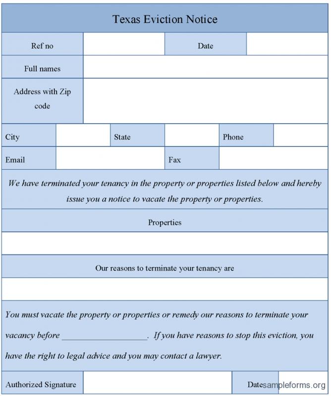 texas eviction notice form template business