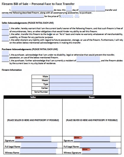 texas gun bill of sale