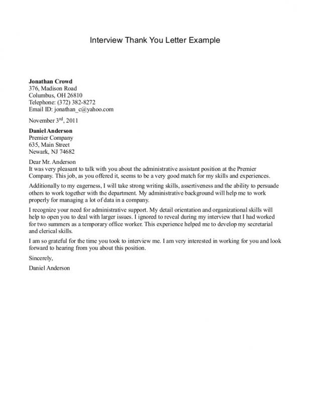 Thank You Emails After Interview Subject Line Template Business