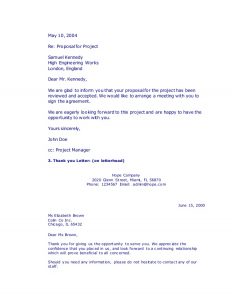 thank you letter business types of business letters