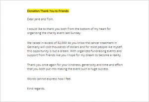 thank you letter for donation sample printable donation thank you letter