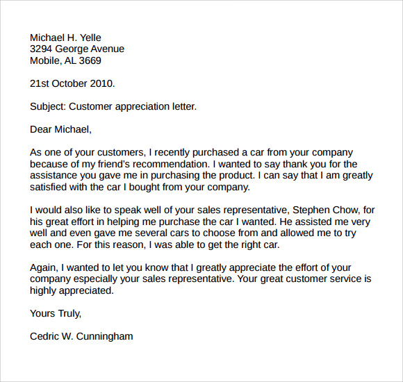 thank you letter to client for giving business