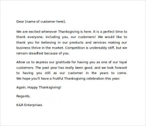 thank you letter to customer sample thank you letter to customers for business