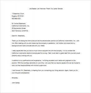 thank you letters after an interview editable job seeker after interview thank you letter sample