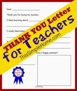 thank you letters to teachers thank you teacher letter